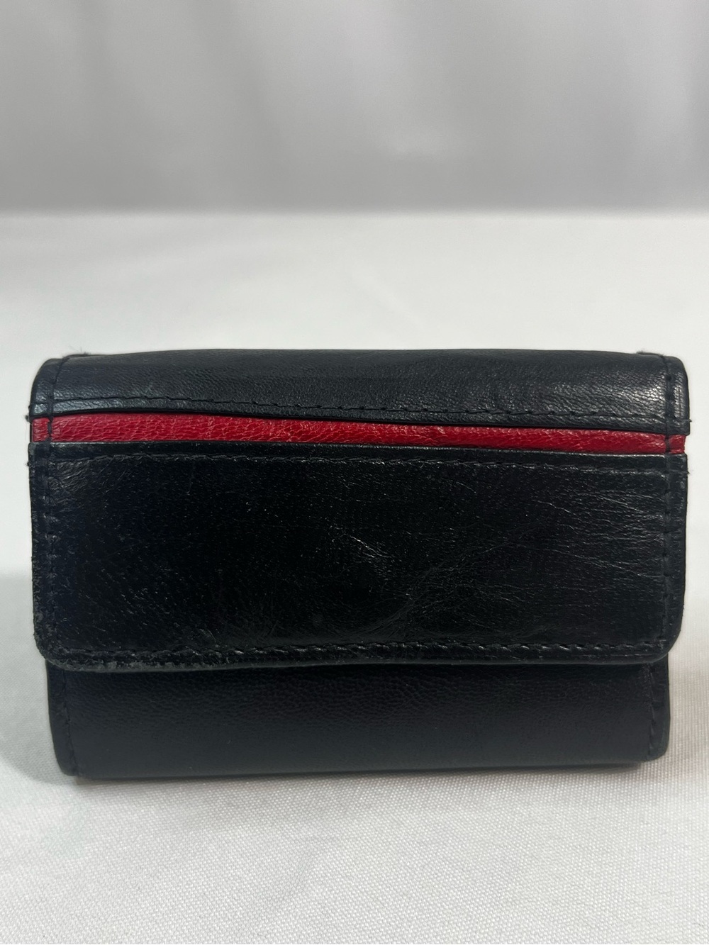 Minimalist Leather Wallet, Black/Red Super Soft!